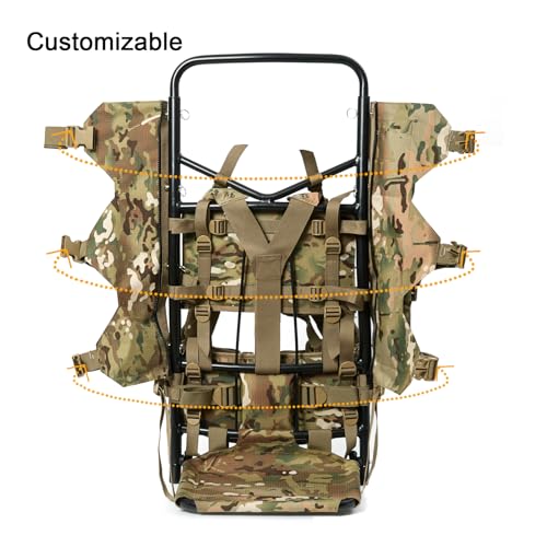 MT Tactical Load-Bearing Rucksack Frame – Heavy-Duty External Frame, 200 lbs Capacity, Universal Fit for Rucksacks, Foldable Cargo Shelf, Ripstop Nylon
