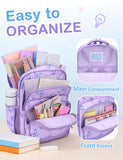 VASCHY Kids Backpack 16"(17.5L) Water-Resistant School Backpack for Girls–Elementary & Primary School Bookbag, Lightweight with Multiple Pockets Purple Flutter