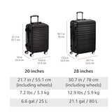 Amazon Basics 2-Piece Hardside Luggage Set (20", 28") with TSA Locks, Spinner Wheels, Expandable, Scratch-Resistant Surface, Black