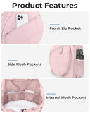 ecosmile Drawstring Backpack Sports Gym Bag, Puffer Tennis Racket Bag with Shoe Compartment & Wet Pocket Pickleball Badminton Bag for Women (Pink)