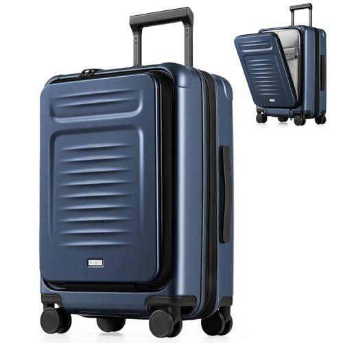 Coolife Expandable Luggage with TSA Lock Carry On Blue