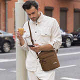 WisePoint Mens Crossbody Bag, Canvas Messenger Bag for Men, Vintage Shoulder Bag with Adjustable Strap and Handle (brown)