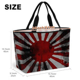 Japanese Chariot Flag Mesh Beach Bag, Red Navy Flag Abstract Large Tote Bag for Swim Pool Beach Travel