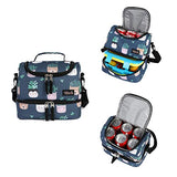 Tilami Rolling Backpack 18 inch Double Handle with Lunch Bag Wheeled Kids Backpack for Girls and Boys, Plants Blue