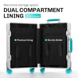ASYSUIT 20Inch Carry on Luggage with Jelly Wheels, All Aluminum Zipperless Hard Shell Suitcases with Comfort Handle, Silver-Green TSA Approved Carry-on Luggage for Travel or Business Trip