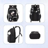 PIG PIG GIRL Kids Backpack for Girls - School Bags for Middle School Students - Book Bag for Elementary Primary - Kawaii Ita Backpack - Black and Beige
