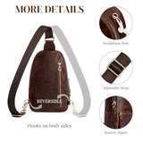 S-ZONE Leather Sling Bags for Women Men, Fanny Packs, Small Crossbody Purse Chest Bag with RFID Blocking