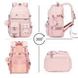 KIDNUO Backpack for Girls, 15.6 Inch Laptop School Bag Kids Kindergarten Elementary College Backpacks Large Bookbags for Teen Girl Women Students Casual Travel Daypacks (Pink)