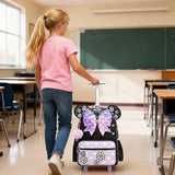 Meetbelify Backpack with Wheels for Girls Rolling Backpack Cute Carry on Backpack Kids Luggage with Lunch Box Pencil Case for Elementary Student