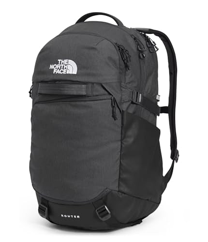 The North Face Router Everyday Laptop Backpack - Daypack, Water Repellent, Laptop Sleeve, Reflective Details, Asphalt Grey Light Heather/TNF Black-NPF, One Size