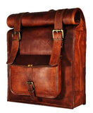 URBAN DEZIRE Men's 17 inch Leather Vintage Roll On Laptop Backpack Rucksack knapsack college bag