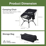 TlaroRiz Camping Chair Portable Lightweight Camping Chairs for Adults Foldable 600D Oxford Ultralight Backpacking Chair with Breathable Mesh and Pocket for Outdoor Travel Hiking, Black