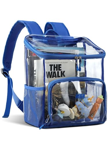 MIER Small Clear Backpack for School and Stadium Events, 12 Inch Blue
