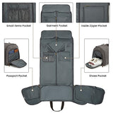 S-ZONE Carry On Garment Bag for Travel Convertible Garment Duffle Bag Suit Bags for Men Women Travel 2 in 1 Hanging Suitcase Business Travel Bag with Toiletry Bag, Gery, 50l
