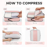 OlarHike 10-Pack Compression Packing Cubes for Travel Essentials,Compressible Expandable Packing Cubes for Suitcase,Luggage Garment Bags for Travel,Handy Helper for Organizing Clothes(Pink)