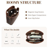 S-ZONE Leather Crossbody Bags for Women Shoulder Bag Multi Compartments Bucket Purses