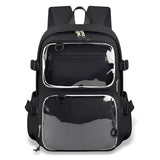 SUSTRALO Black Large Ita Bag Backpack with Insert, Kawaii Pin Display Backpack for College Travel, Work Daypack with Laptop Sleeve