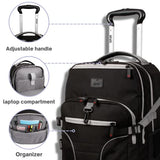 J World Lunar Rolling Backpack. Laptop Bag With Wheels. Wheeled Carry-On Travel Luggage, Black, 19.5 x 13 x 8 Inches