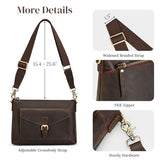 S-ZONE Genuine Leather Crossbody Bags for Women Trendy RFID Blocking Shoulder Bag Purse Handbag with Zipper Pocket - Dark Brown