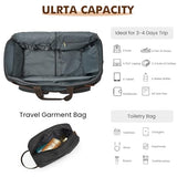 S-ZONE Garment Bag for Travel Carry on Duffle Bag for Men Travel Convertible Suit Bags Carry on Luggage Hanging Suitcase Travel Bag with Toiletry Bag, Black, 50l, Travel Garment Bag