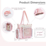 Ita Bag with DIY Accessory Kit - Clear Window Y2K Kawaii Lace Crossbody Bag with Display Insert for Pins & Button Badges, Perfect for Anime & Con Fans (Pink)