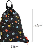 Pikachu Drawstring Backpack Gym Sackpack Travel Bag Multi Purpose Bag (Black)