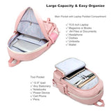 Hidds Laptop Backpacks 15.6 Inch College Backpack Elementary Middle High School Bag Large Cute Bookbags Anti Theft Travel Back Pack Casual Daypack Kids Book Bag for Teens Girls Women Students (Pink)