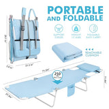 3 in 1 Women Comfort Backpack Beach Tanning Lounge Chair with Cushion Face Hole Softer Padded Adjustable Washable, Folding Layout Sun Chair for Adults Outside Reading Sunbathing Poolside, 6 Position
