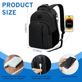 WOLT Laptop Backpack for Men Women for 15.6 Inch and 17 Inch Notebook, Travel Backpack Carry On Flight Approved with Computer Compartment, College Bookbag with USB Charging Port (Black)