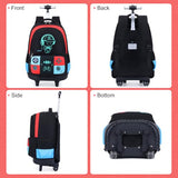 Bevalsa Rolling Backpack for Boys,Cool Luminous Gamer Roller School Backpacks with Lunch Box & Pencil Case,Kids Wheeled Schoolbag Bookbag with Wheels for Kindergarten Elementary School Travel