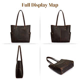S-ZONE Genuine Leather Tote Bag Large Shoulder Purse Work Vintage Handbag for Women-dark brown