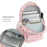 RTGNEI Kids High Middle School Backpack for Girls Travel Kawaii Laptop Coquette Bow Bookbag,Pink Bow