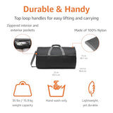 Amazon Essentials Duffel Bag for Travel and Sports, 25-inch Foldable Packable Nylon Bag with Multiple Zippered Pockets, 35 lb Weight Capacity, Collapsible for Easy Storage, Black
