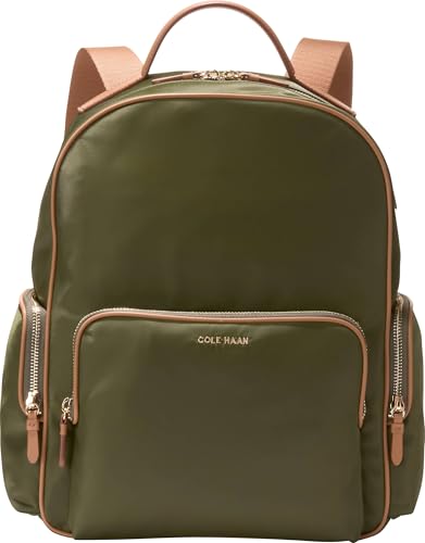 Cole Haan Women's Delancey Nylon Backpack, Olive Night/Godlen Honey