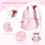 Similove Backpack for Girls Corduroy 3PCS Bow School Bookbag for Teen Girl with Lunch Box & Pencil Pouch Lightweight Laptop Backpack for Middle High Elementray School Travel Daypack