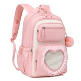 MOONBABY Girls Backpack for School, Kids Bookbag for Ages 6-12, Bowknot Cute Kawaii Ita Backpack With Sweet Heart Pocket, 17 Inches