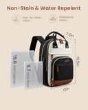 LOVEVOOK Laptop Backpack Women with USB Port Design,15.6 inch Waterproof Work Travel Backpack Computer Laptop Bag,Cute College Nurse Teacher Backpack Purse,Gifts for Women & Men,Beige-Black-Brown