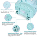 FIXITOK Rolling Backpack for Girls, Kawaii Bunny Roller Wheels School Backpacks with Lunch Bag Pencil case, Wheeled Suitcase Bookbag for Elementary Travel Dreamy Aquamarine