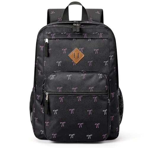 ZORFIN 26L Backpack for College, and Travel: Water Resistant Bookbag - Bow Black | Backpacks4Less
