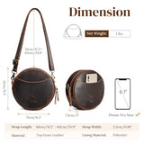 S-ZONE Leather Crossbody Bags for Women Trendy Circle Cross Body Shoulder Bag Designer Round Purses