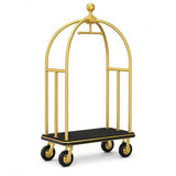 Hotel Luggage Cart, 1600 lb Bellman's Cart with 8-Inch Silent Wheels, Gold