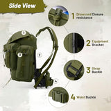 AUMENTAR 50L Military Alice Pack Army Survival Combat ALICE Rucksack Backpack for Men & Women for Camping, Hiking, Emergency Army Green