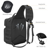 CVLIFE Tactical Sling Bag Backpack for Men Military Shoulder Sling Bag Molle Detachable Tactical Bag with Bottle Holder Hidden Pocket Daily Day Pack Work Bag for EDC Hiking, Black