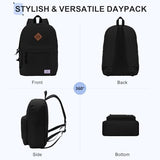 VX VONXURY Lightweight School Backpack for Men Women, Classic Basic Kids Backpack Bookbag, Black Backpack for College Travel Work