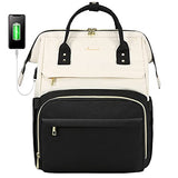 LOVEVOOK Laptop Backpack for Women, Fashion Computer Backpacks Purse, School Student Bookbag for Girl, Business Travel Bags, Doctor Nurse Backpack for Work, Fits 15.6-Inch Laptop, Beige-Black