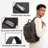 Vintage Messenger Bag, Canvas Backpack for Travel, Men's Shoulder Bag, Dual-use Bag for Hand Carry and Crossbody Carry (C-Black)