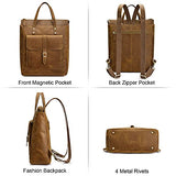 S-ZONE Women Genuine Leather Backpack Purse Retro Top-handle Bags Vintage Totes Casual Daypack