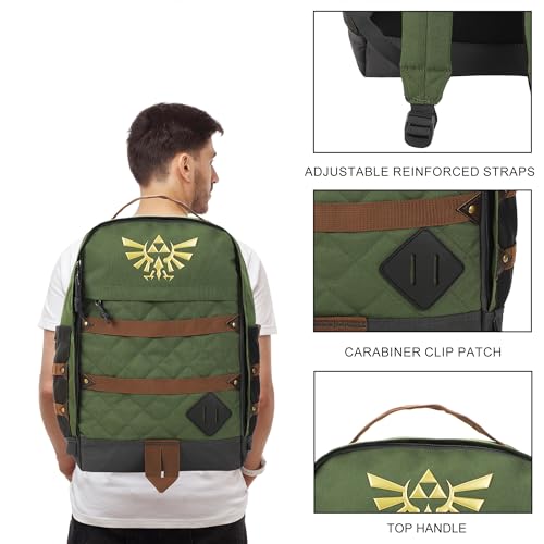 Bioworld The Legend Of Zelda Hyrule Crest 17" Green adult Backpack