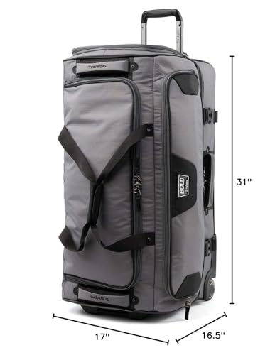 Travelpro Bold Drop Bottom Wheeled Rolling Duffel Bag, Grey/Black, 30-Inch