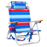 Backpack Beach Chairs for Adults Capacity 300 LBS Low 5 Position Beach Chair with Pouch Straps Folding Lightweight Reclining Aluminum Wide Lay Flat Single